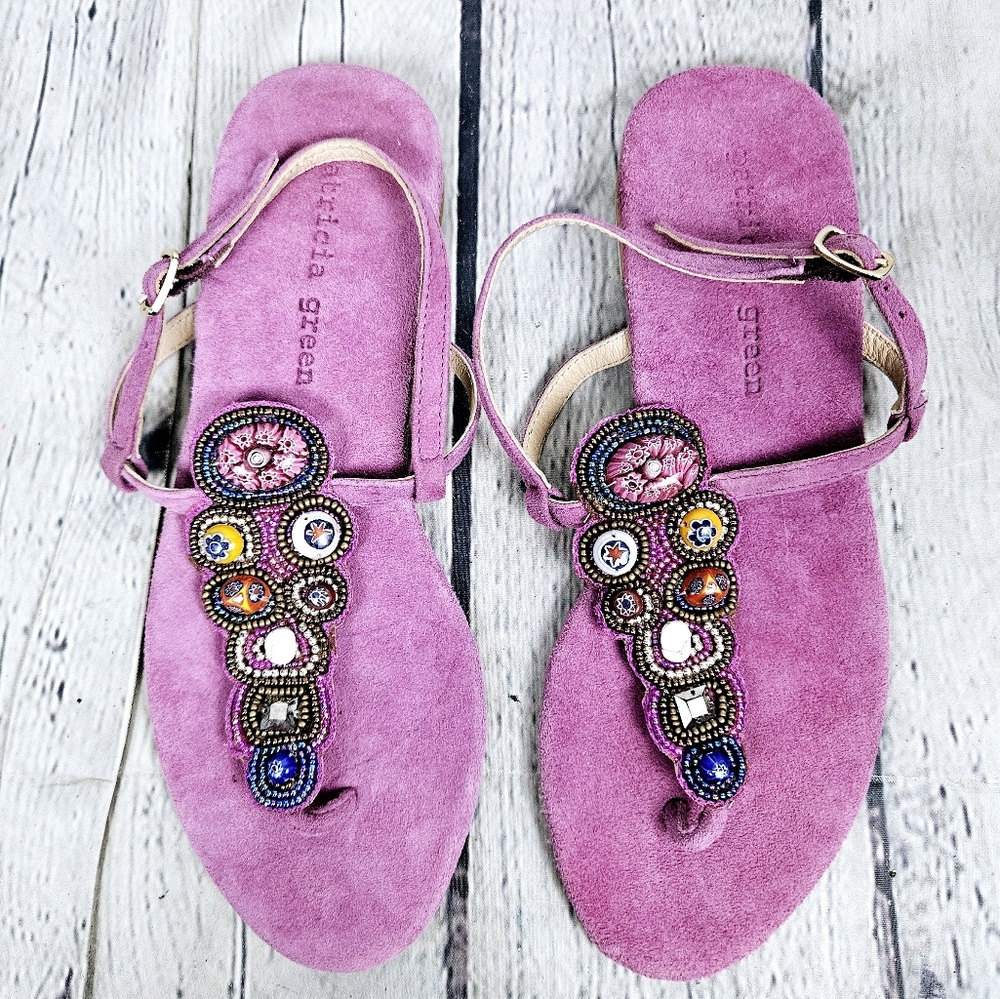 PATRICIA GREEN | leather suede thong sandals